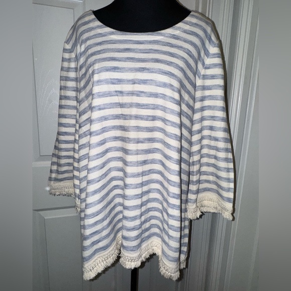 J. Jill Tops - J. Jill Blue and Cream Striped Blouse